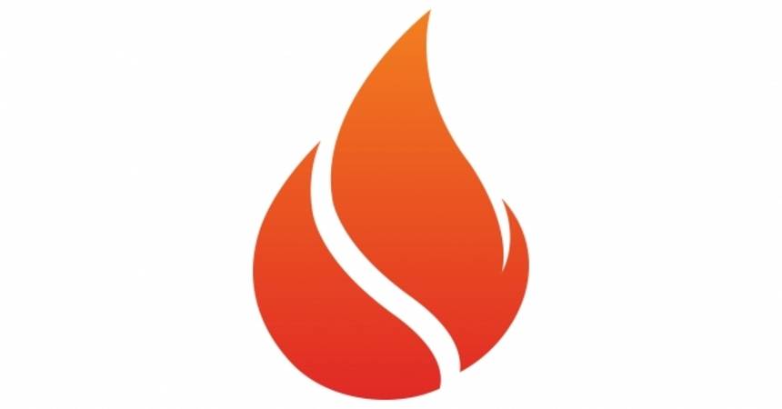 Flat orange and red flame icon on a plain white background